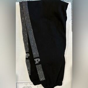 PINK Victoria's Secret Black Track Pants with Silver Accents